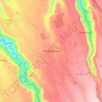 Carte topographique Mangahuantag, altitude, relief
