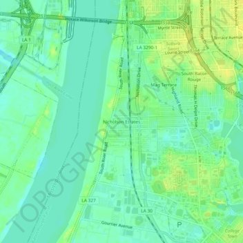 Carte topographique Nicholson Estates, altitude, relief