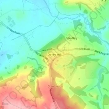 Carte topographique Derry Hill, altitude, relief