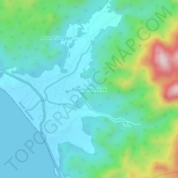 Carte topographique Keude Meukek, altitude, relief