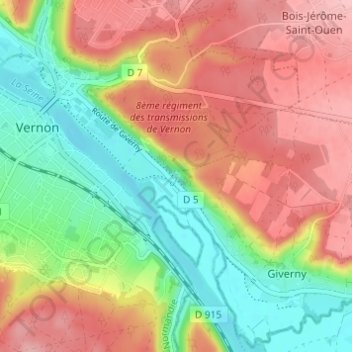 Carte topographique Manitôt, altitude, relief