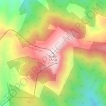 Carte topographique Djebel Chélia, altitude, relief