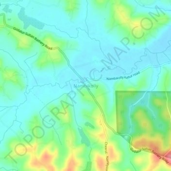 Carte topographique Nambikolly, altitude, relief
