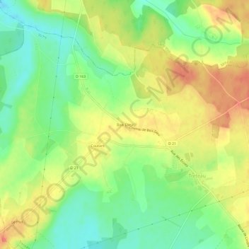 Carte topographique Bois Dieu, altitude, relief