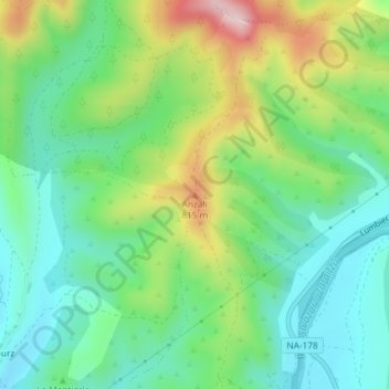 Carte topographique Anzali, altitude, relief