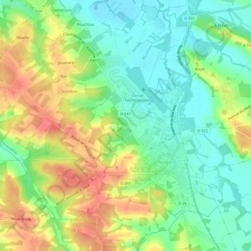 Carte topographique Billau, altitude, relief