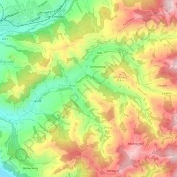 Carte topographique Under-Schwarzenegg, altitude, relief