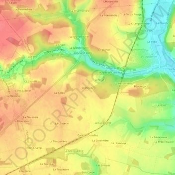 Carte topographique Le Boulay, altitude, relief
