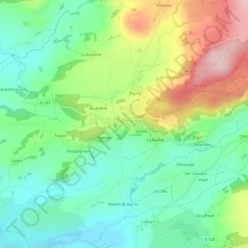 Carte topographique Le Bourg, altitude, relief