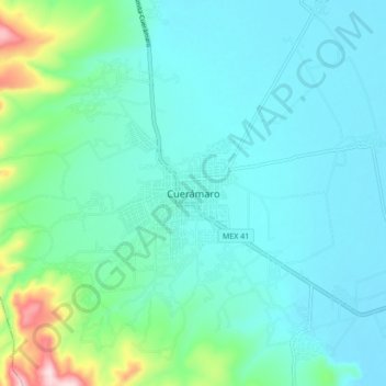 Carte topographique Cuerámaro, altitude, relief