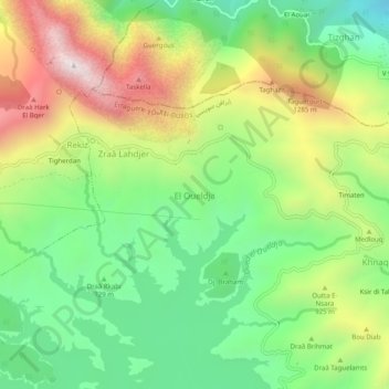 Carte topographique El Oueldja, altitude, relief