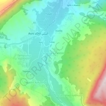 Carte topographique Tamassit, altitude, relief