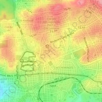 Carte topographique Poste yahiaoui 3, altitude, relief