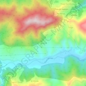 Carte topographique Tahalket, altitude, relief