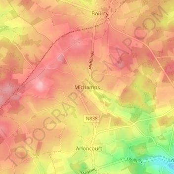 Carte topographique Mîchamps, altitude, relief