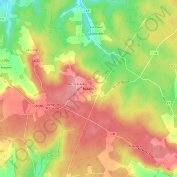 Carte topographique Beaulieu, altitude, relief