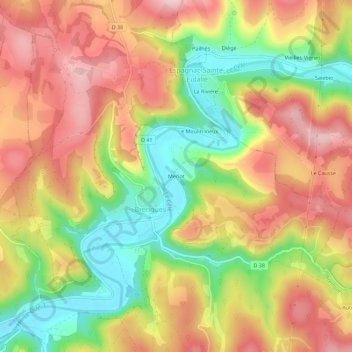 Carte topographique Merlet, altitude, relief
