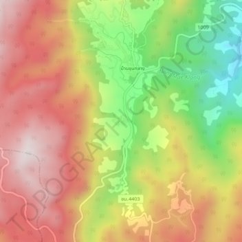 Carte topographique Ban Khun Klang Mai, altitude, relief