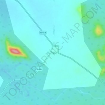 Carte topographique Rampur, altitude, relief