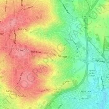 Carte topographique Warmley Hill, altitude, relief