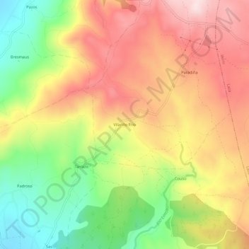 Carte topographique Vilariño Frío, altitude, relief