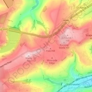 Carte topographique Pole Moor, altitude, relief