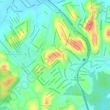 Carte topographique Morro de São Bernardo, altitude, relief