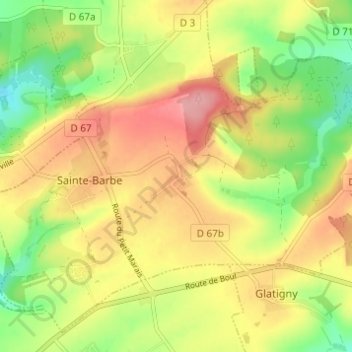 Carte topographique Cheuby, altitude, relief
