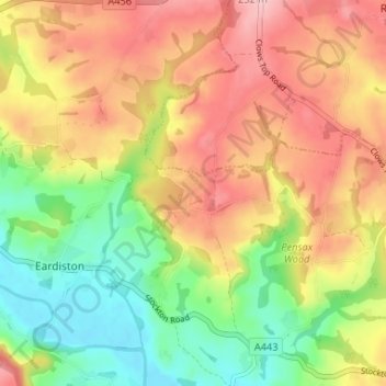 Carte topographique Menithwood, altitude, relief