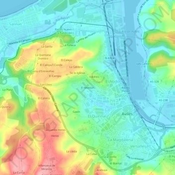 Carte topographique El Montán, altitude, relief