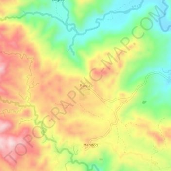 Carte topographique Pusot, altitude, relief