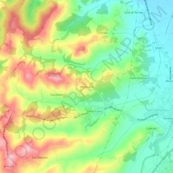 Carte topographique Morgnano, altitude, relief