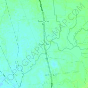 Carte topographique Malimba, altitude, relief
