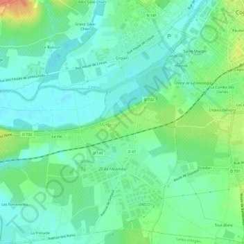 Carte topographique Montignac, altitude, relief