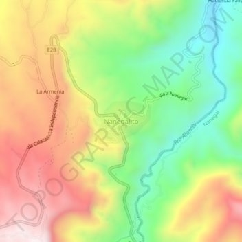 Carte topographique Nanegalito, altitude, relief