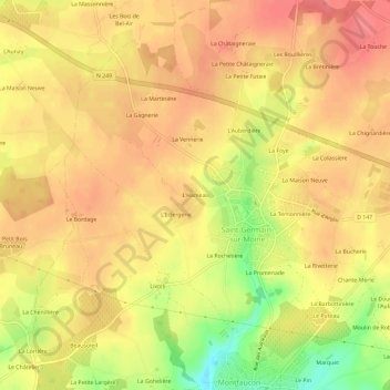 Carte topographique L'Hameau, altitude, relief