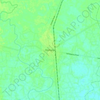 Carte topographique Dinhata, altitude, relief