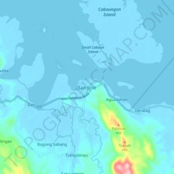 Carte topographique San Jose, altitude, relief