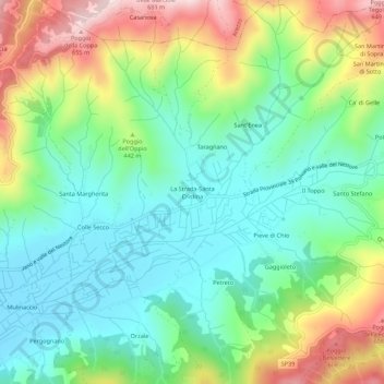 Carte topographique La Strada-Santa Cristina, altitude, relief