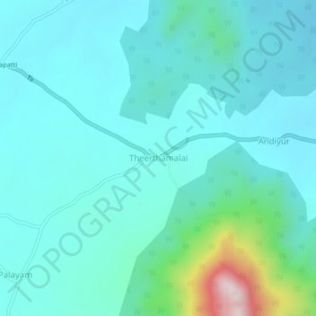 Carte topographique Theerthamalai, altitude, relief