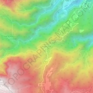 Carte topographique Ribeiro Frio, altitude, relief