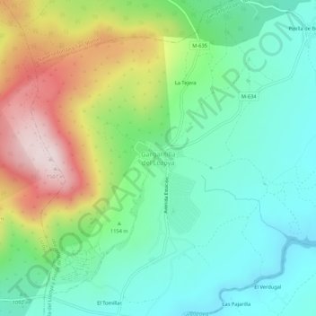 Carte topographique Gargantilla del Lozoya, altitude, relief