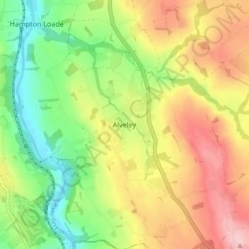 Carte topographique Alveley, altitude, relief