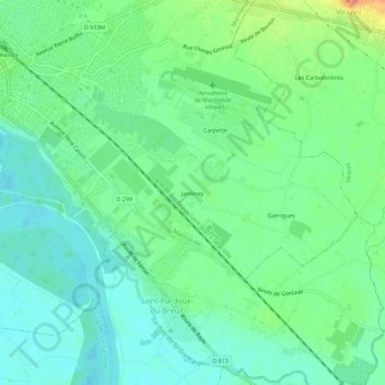 Carte topographique Jardiney, altitude, relief