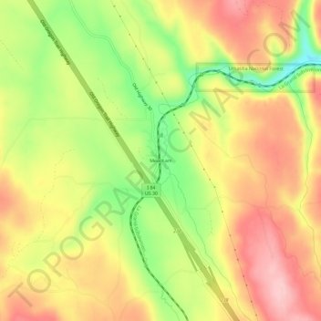 Carte topographique Meacham, altitude, relief