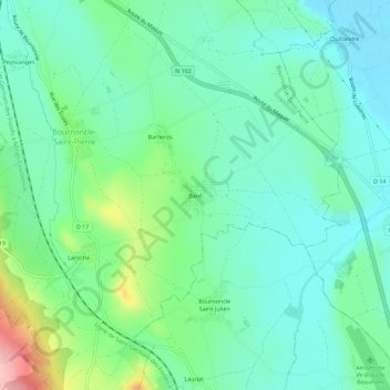 Carte topographique Bard, altitude, relief