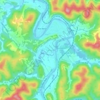 Carte topographique Tornado, altitude, relief