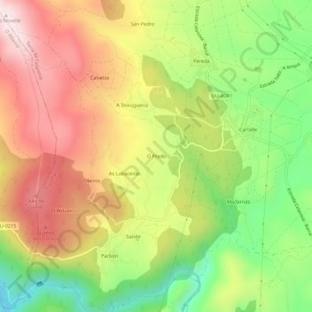 Carte topographique O Prado, altitude, relief