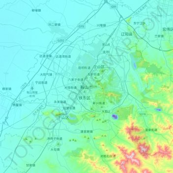 Carte topographique Anshan, altitude, relief