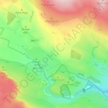 Carte topographique Forest-in-Teesdale, altitude, relief